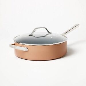 Figmint - 5qt Nonstick Ceramic Coated Aluminum Saute Pan Ter Terracotta Orange